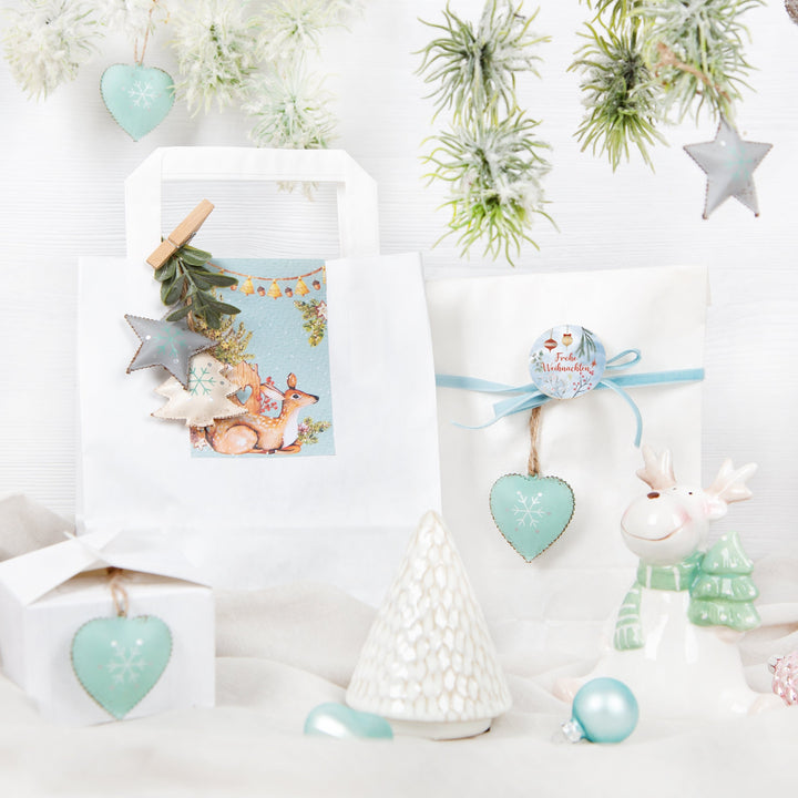 Weihnachtsaufkleber blau grün rot Hygge Scandi Ø 4 cm mit Weihnachtsmotiven - Foto 7