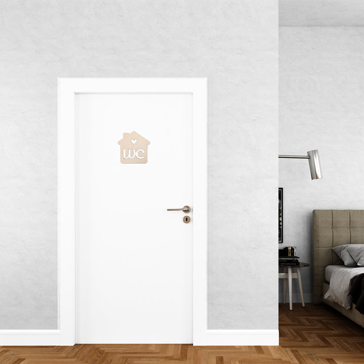 WC Türschild unisex WC-Schild Holzhäuschen 10 cm natur - Foto 2