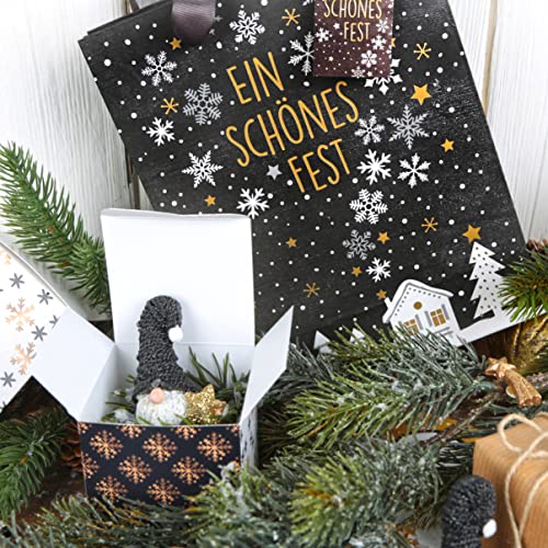 3 kleine Wichtel Figuren - schwarz weiß gold glitzernd 8 cm - Foto 2