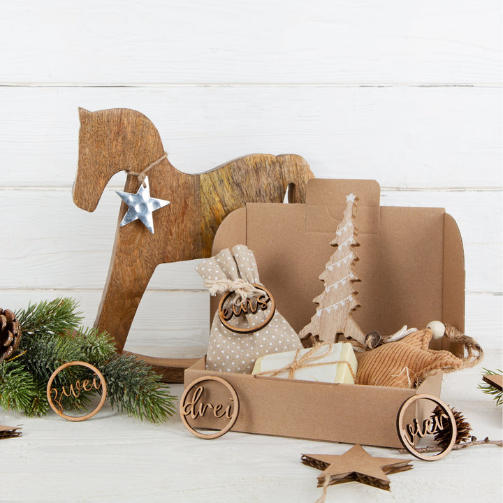 Schaukelpferd Figur 30 cm Holz Deko Weihnachtsdeko braun - Foto 3