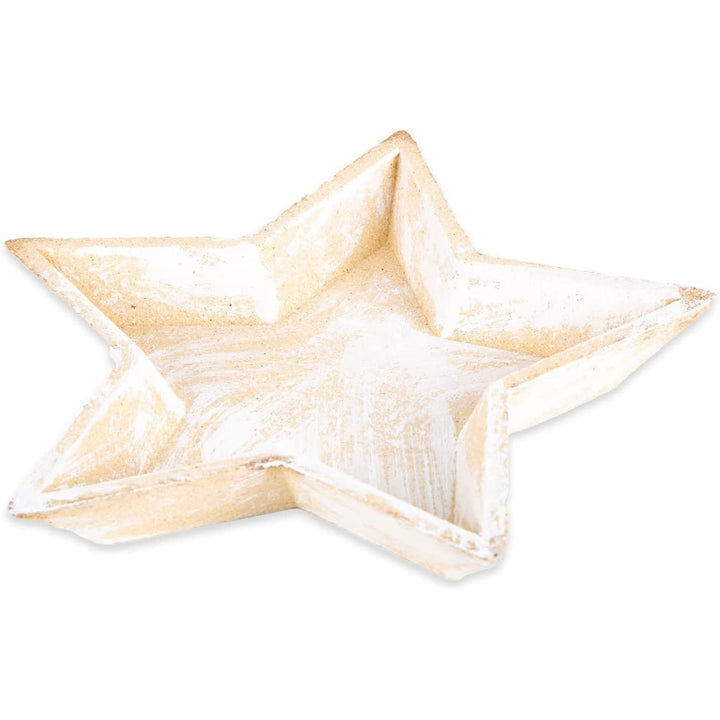 Dekoschale Stern - natur weiß aus Holz - Weihnachten 24 cm - Foto 1