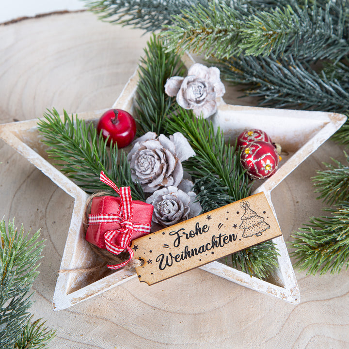 Dekoschale Stern - natur weiß aus Holz - Weihnachten 24 cm - Foto 3