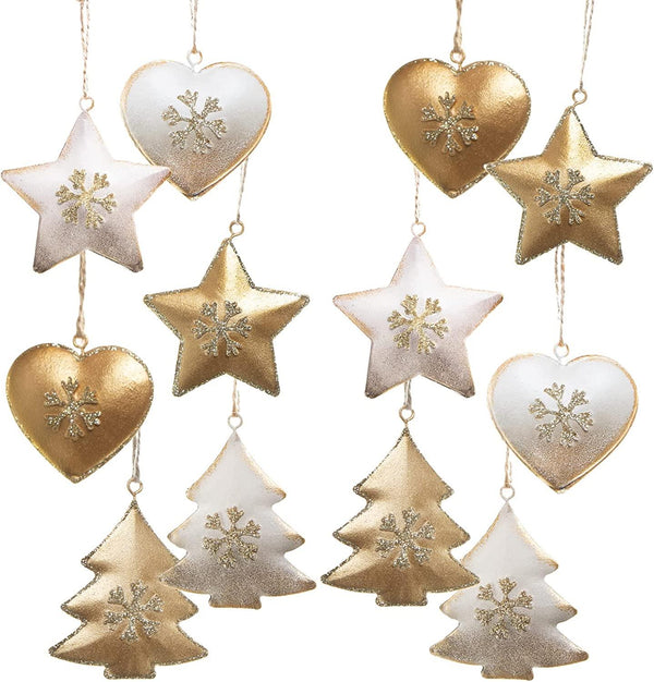 Weihnachtsdeko Anhänger Set 18 TLG. - rot weiß silber 5 cm