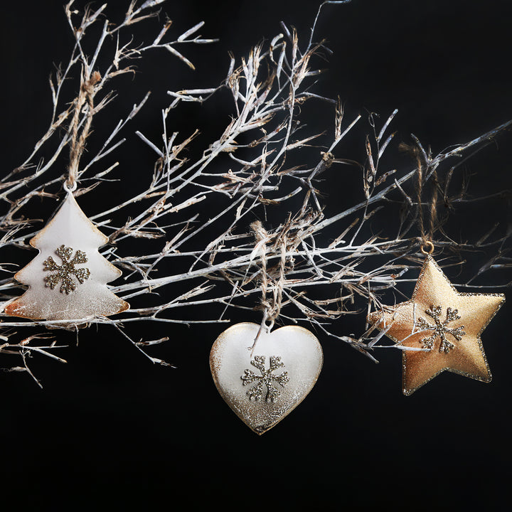 Weihnachtsdeko Anhänger Set 18 TLG. - rot weiß silber 5 cm