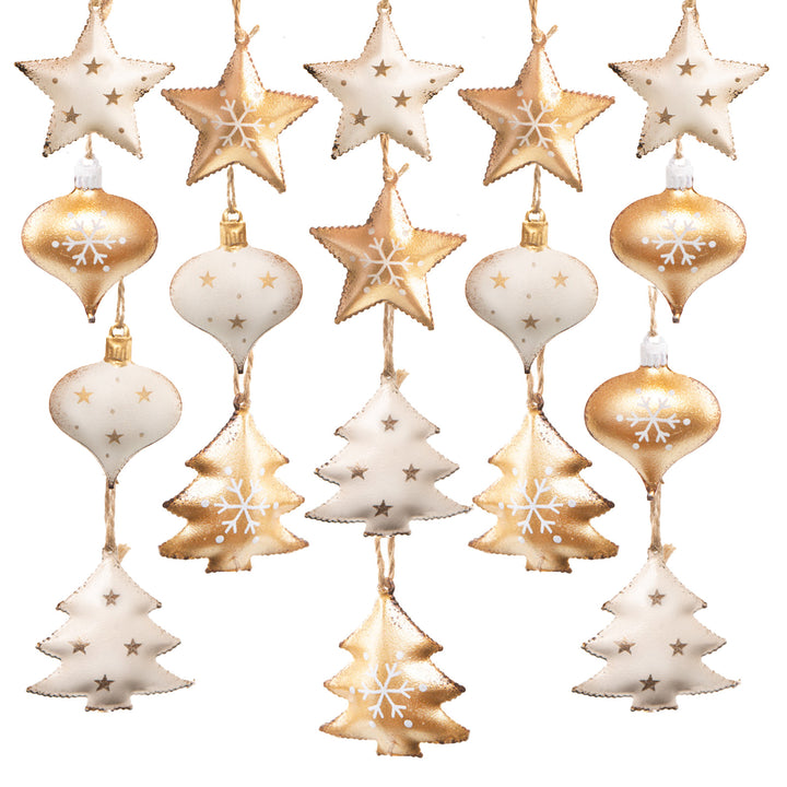6 Engel Anhänger - Weihnachtsengel aus Metall gold glitzernd