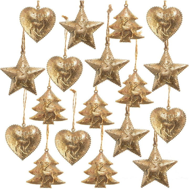 18 vintage Weihnachten Anhänger aus Metall - rustikal antik Gold 5 cm - Foto 1