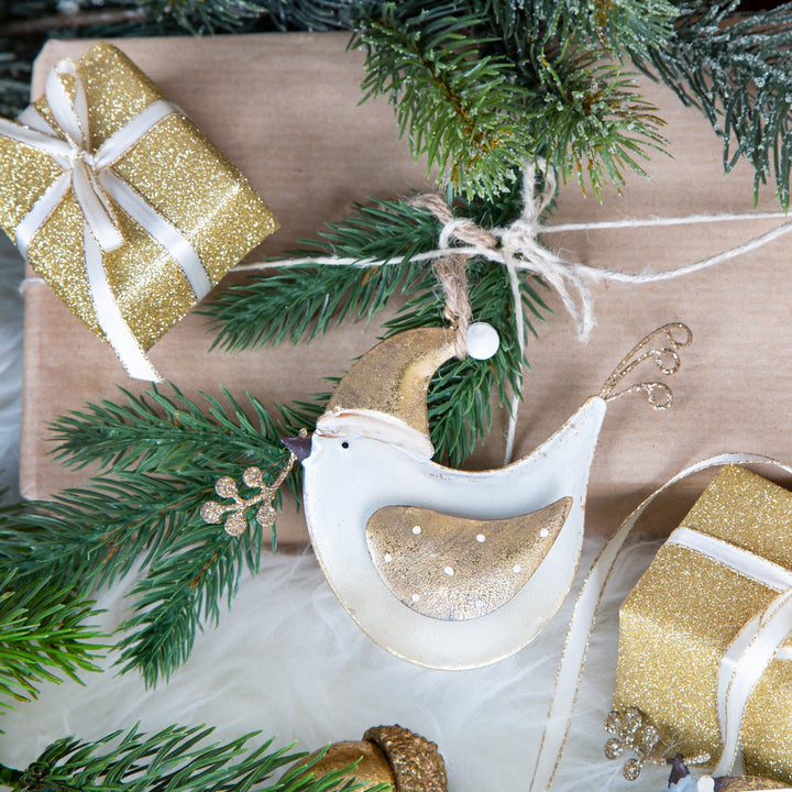Weihnachtsanhänger Set 2 Vögel - gold blau Vintage aus Metall - Foto 2