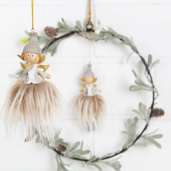 4 Weihnachtsengel beige gold - 13 cm - Fee Elfe Engel Anhänger - Foto 2