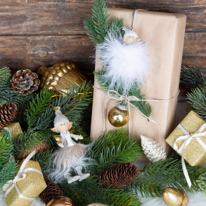4 Weihnachtsengel beige gold - 13 cm - Fee Elfe Engel Anhänger - Foto 4