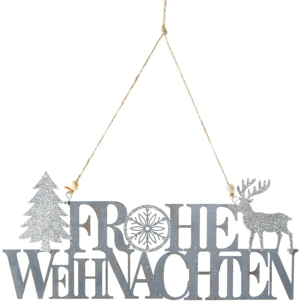 Türschild Frohe Weihnachten grau Silber glitzernd - für Türe & Wand - Foto 1