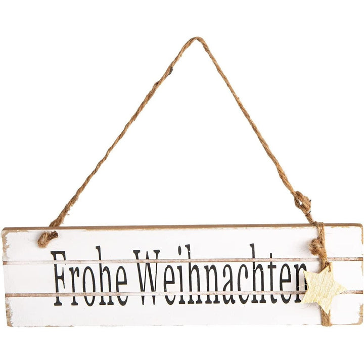 Türschild Frohe Weihnachten aus Holz - Schild weiß braun 28 cm - Foto 1