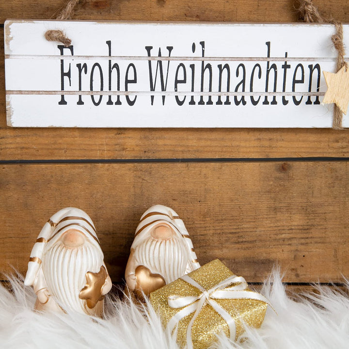 Türschild Frohe Weihnachten aus Holz - Schild weiß braun 28 cm - Foto 2