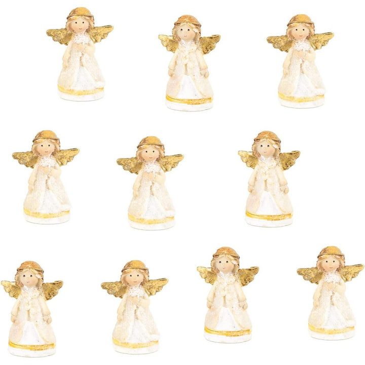8 kleine goldene Schutzengel Figuren - Mini Engel  3,5 cm