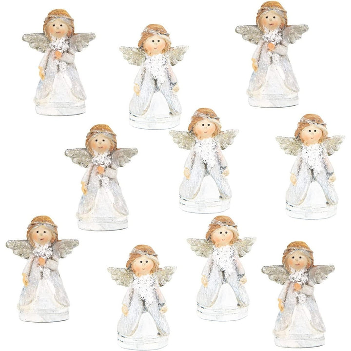 10 kleine Engel Figuren - Schutzengel Glücksbringer silber weiß 4 cm - Foto 1