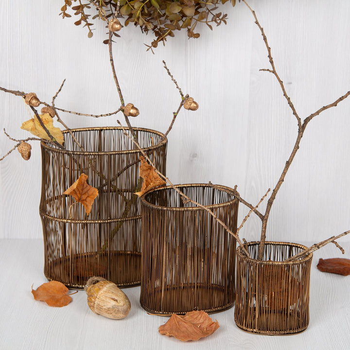 Boho Kerzenhalter Set Gold filigran in 3 Größen 9,5-17 cm - Foto 3