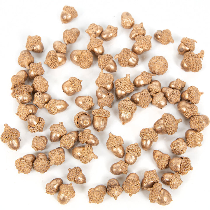 Streuartikel Set 200 g Mini Eicheln aus Holz Gold Weihnachten - Foto 1