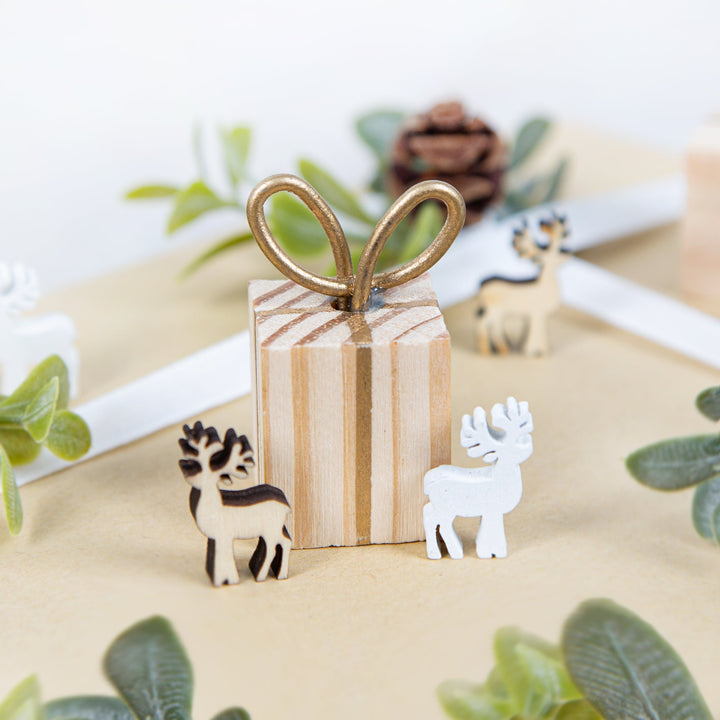 24 Mini Rentiere Streudeko Weihnachten Deko 2 cm Holz weiß - Foto 3
