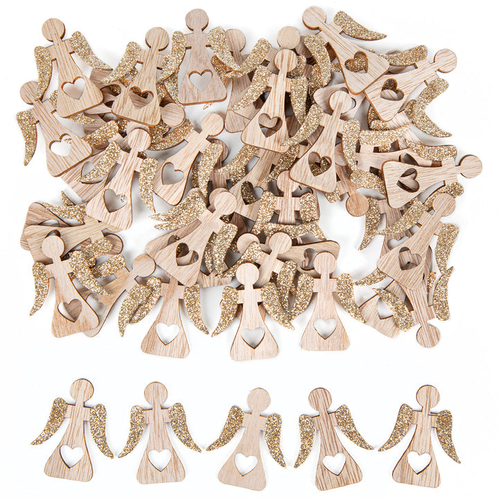 24 Mini Natur Gold glitzernd Weihnachtsengel Geschenk 4 cm - Foto 1