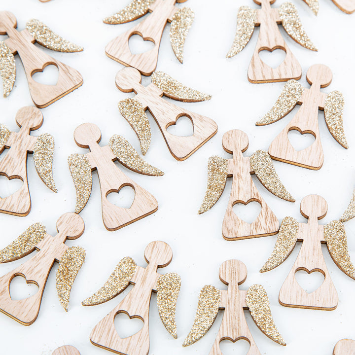 24 Mini Natur Gold glitzernd Weihnachtsengel Geschenk 4 cm - Foto 2