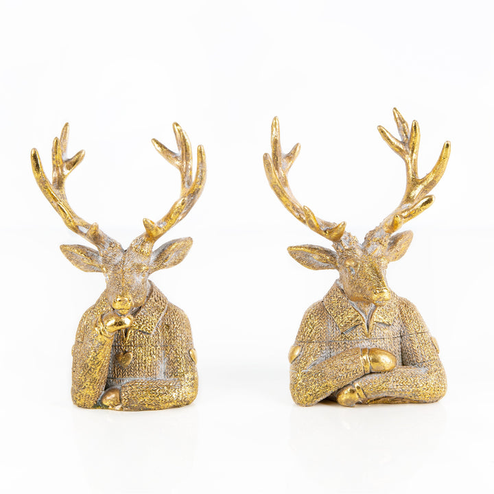 2 edle Hirsch Figuren Weihnachten Dekofigur Rentier Büste16cm - Foto 1