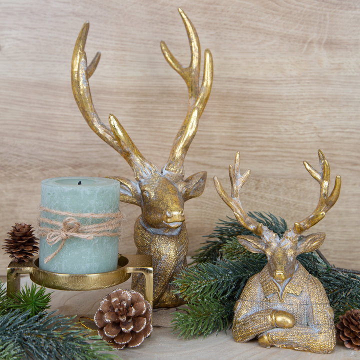 Großer Hirsch Kopf mit Geweih Gold edel Weihnachten 30 cm - Foto 4