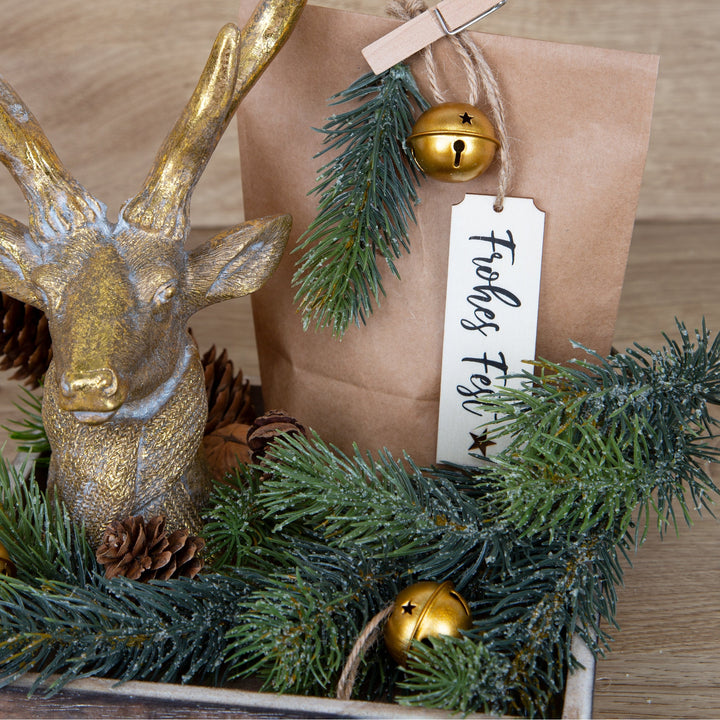 Großer Hirsch Kopf mit Geweih Gold edel Weihnachten 30 cm - Foto 3