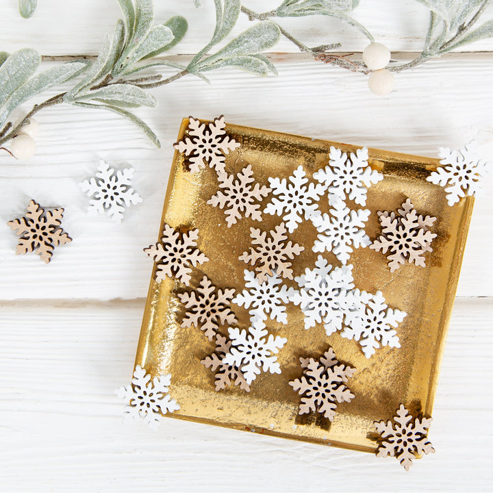 24 kleine Schaukelpferde Weihnachten weiß braun 4cm Streudeko