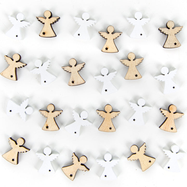 24 Mini Engel aus Holz weiß Holzengel 2 cm Weihnachten - Foto 1