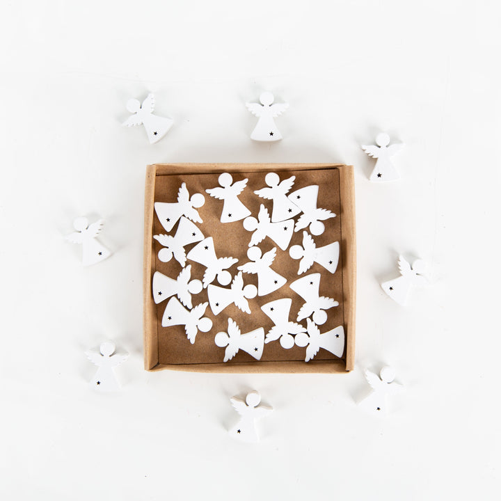 24 Mini Engel aus Holz weiß Holzengel 2 cm Weihnachten - Foto 3