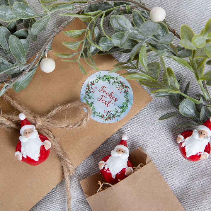 Weihnachtsaufkleber blau grün rot Hygge Scandi Ø 4 cm mit Weihnachtsmotiven - Foto 2