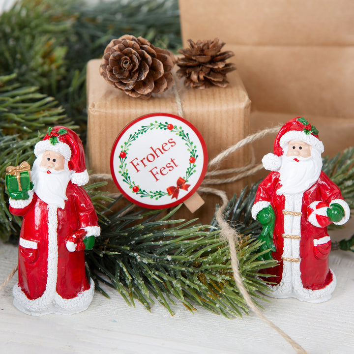 2 kleine Nikolaus Figuren Weihnachtsmann rot weiß grün 7cm - Foto 2