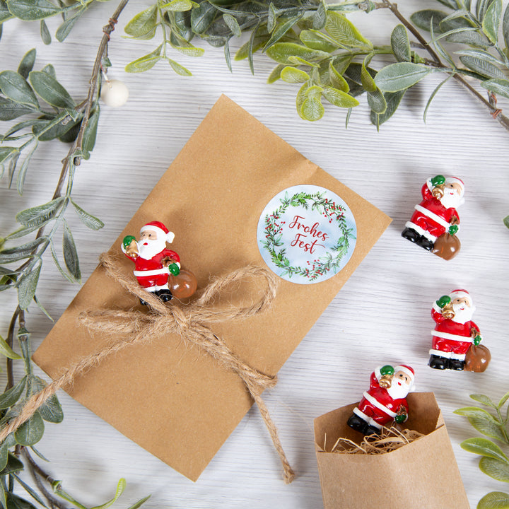 6 Weihnachtsanhänger Deko Set aus Metall weiß Gold 8,5 cm