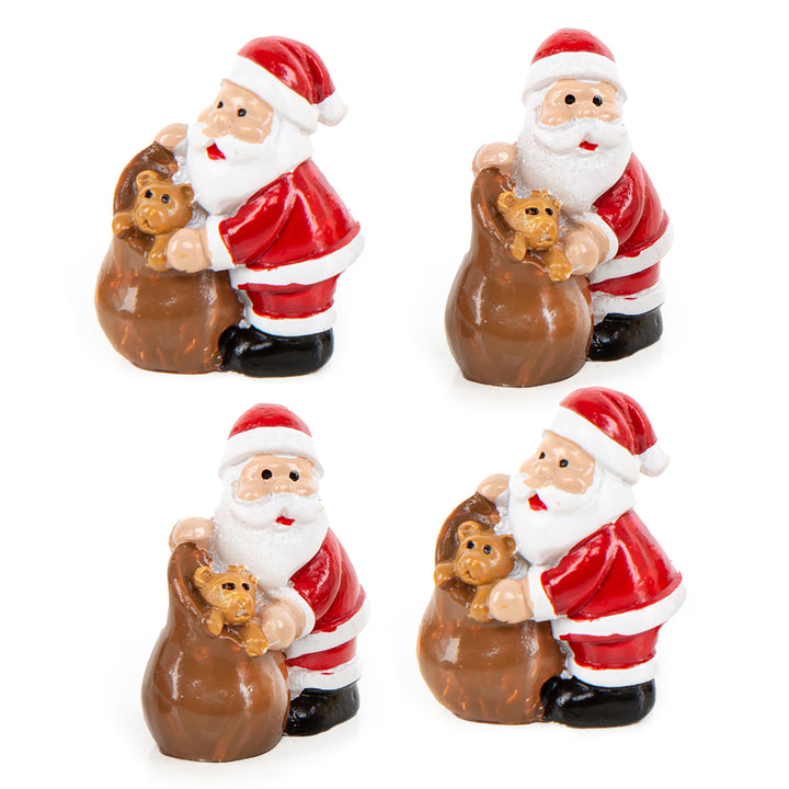 4 Mini Nikolaus Figuren mit Teddybär Weihnachtsmänner 3cm - Foto 1