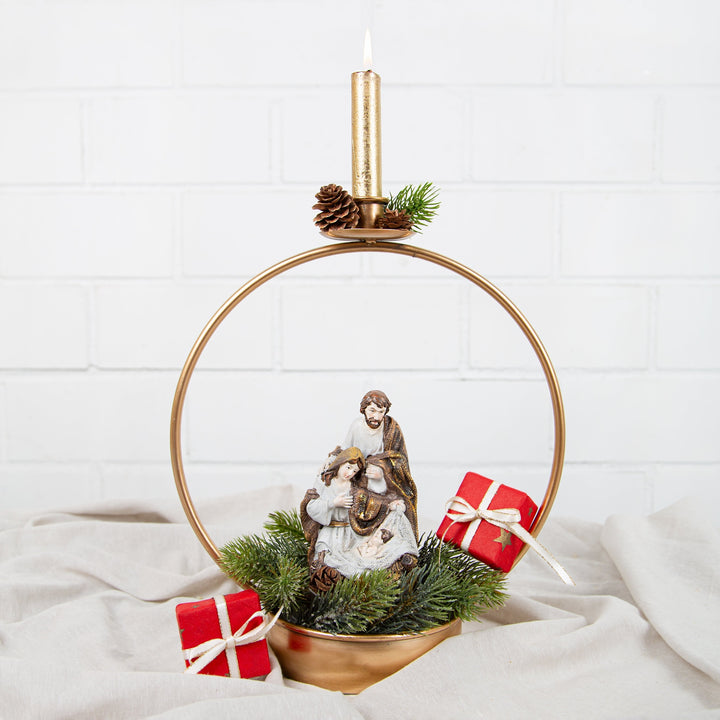 Edler Kerzenständer aus Metall mit Dekoschale Gold 33 cm - Foto 3