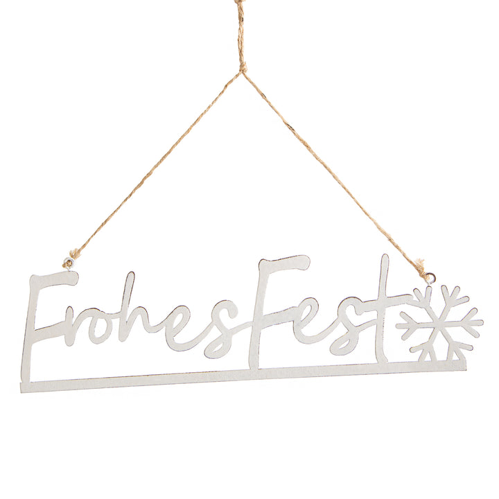 Frohe Weihnachten Türkranz - Wichtel Wanddekoration Holz Metall 25 cm