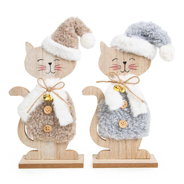 Weihnachtskatzen Set - 2 Katzen Figuren Weihnachten Dekofiguren 26,5 cm - Foto 1