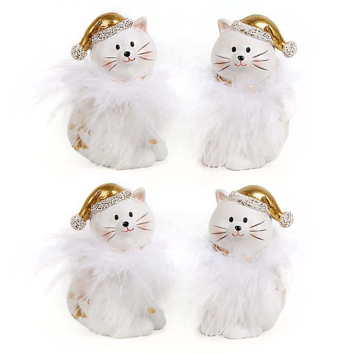 4 kleine Katzen Figuren Gold weiß 8 cm - Foto 1