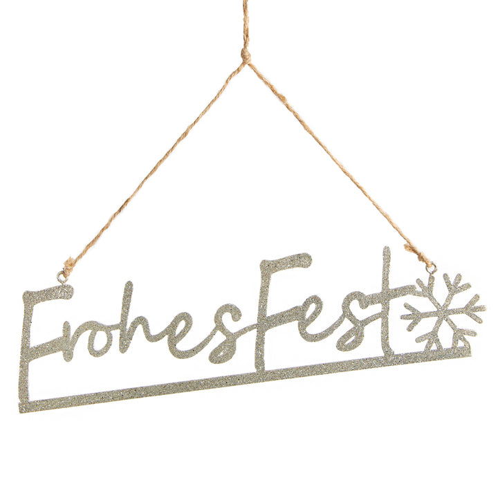 Weihnachten Türschild "Frohes Fest" Weihnachtsdekoration silber 25,5 cm - Foto 1