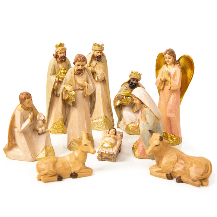 Moderne Weihnachtskrippe 10-teilig Heilige Familie bunte Krippenfiguren Adventsdekoration 4-15 cm - Foto 1
