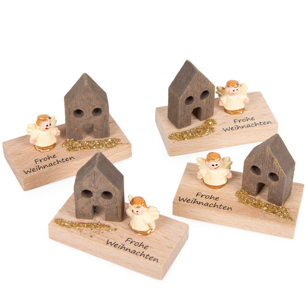 25 bunte Weihnachtsaufkleber Hirsch Rentier - zum Beschriften 7,4 x 5,2 cm