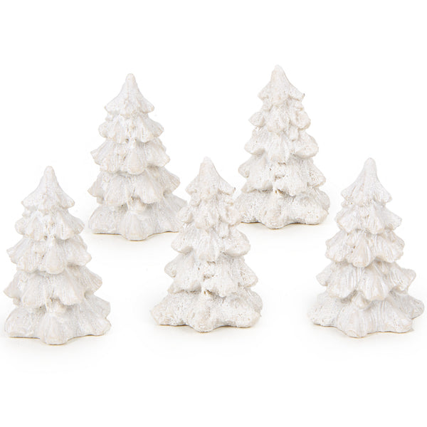 5 kleine Weihnachtsbaum Figuren weiß - Winter Weihnachten Deko 4,5 cm - Foto 1