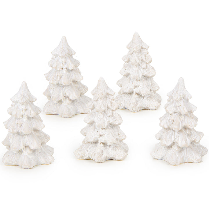 5 kleine Weihnachtsbaum Figuren weiß - Winter Weihnachten Deko 4,5 cm - Foto 1