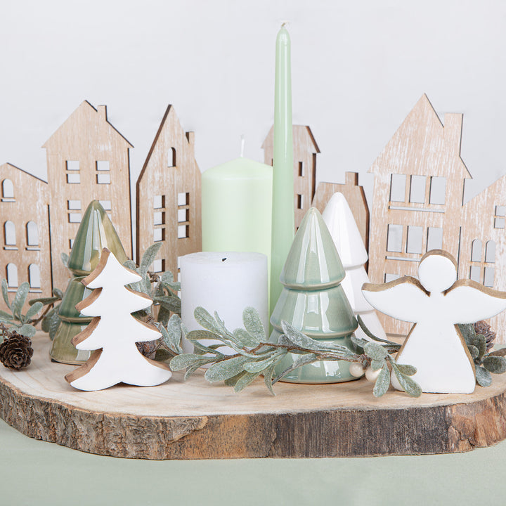 4 Weihnachtsfiguren aus Holz - Engel Baum Rentier Stern 10 cm - Foto 3