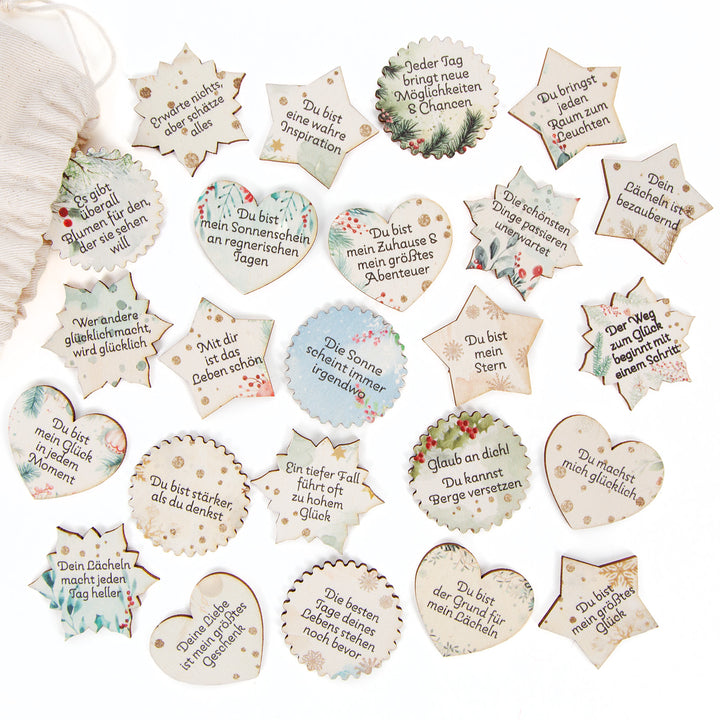 5 kleine Weihnachten Geschenke Engelfiguren 4 cm - mit Weihnachtskarten