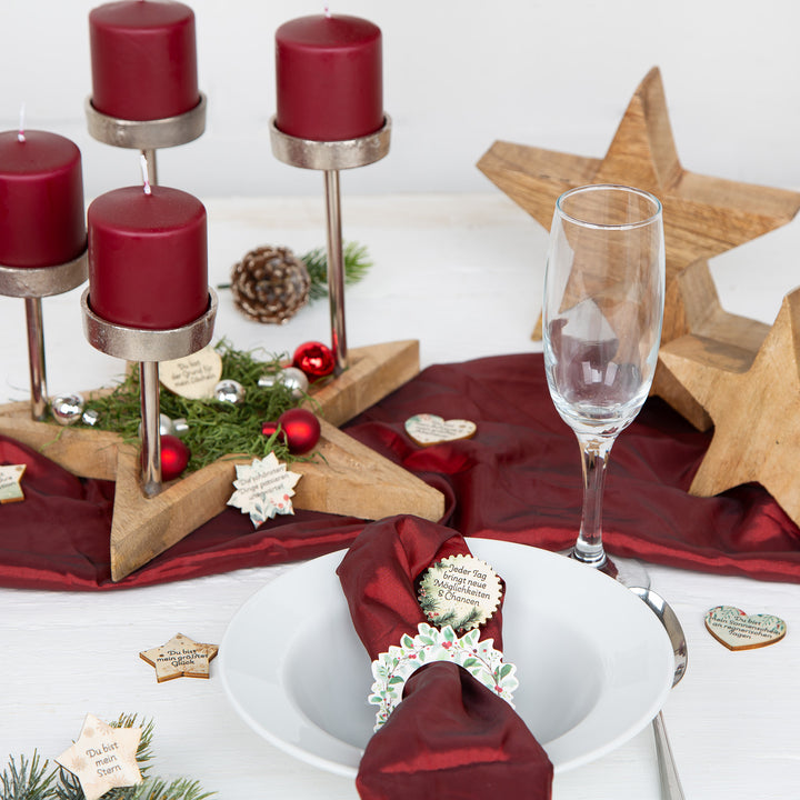 Kerzenständer mit 4 roten Kerzen - Adventkranz fertig dekoriert 30 x 24 cm - Foto 3