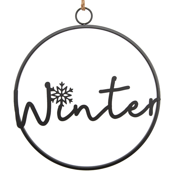 Metall Türkranz "Winter" Weihnachtsdeko für Tür & Wand schwarz 33,5 cm - Foto 1