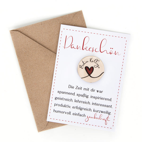 Holztaler &quot;Beste Erzieherin&quot; mit Dankeskarte Abschiedsgeschenk