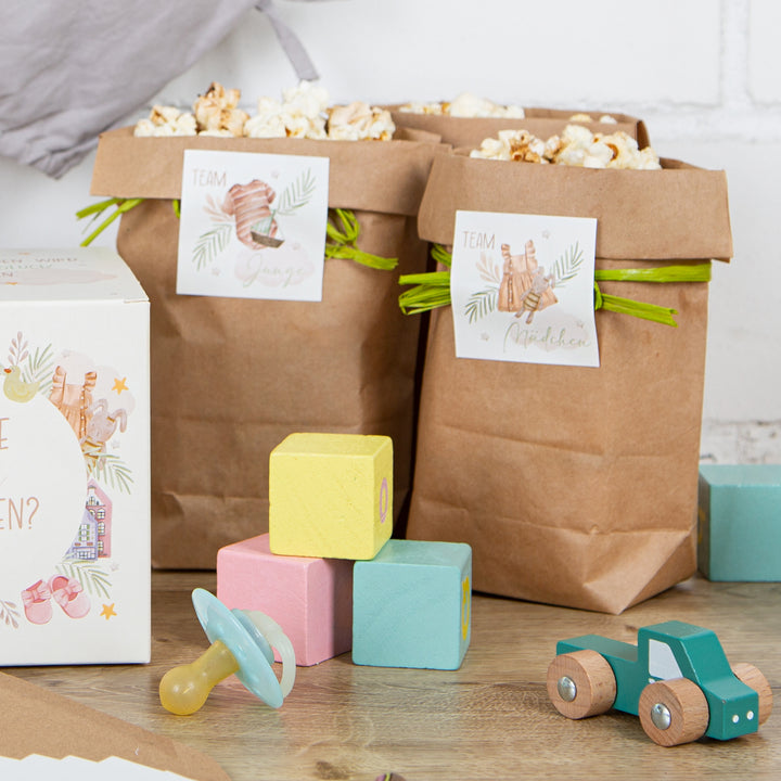 20 Aufkleber Gender Reveal Babyparty Team Mädchen und Junge - Foto 2