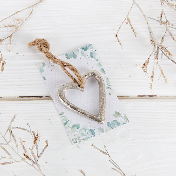 10 Hochzeit Gastgeschenke Metallherzen mit Eukalyptus Karte - Foto 4