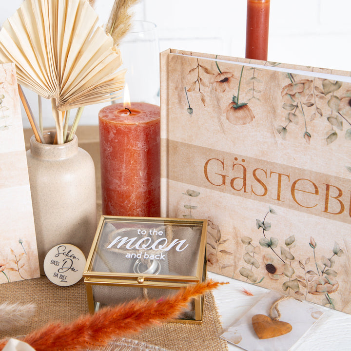 10 Gastgeschenke Herz mit Karte Rostbraun Boho - Foto 2